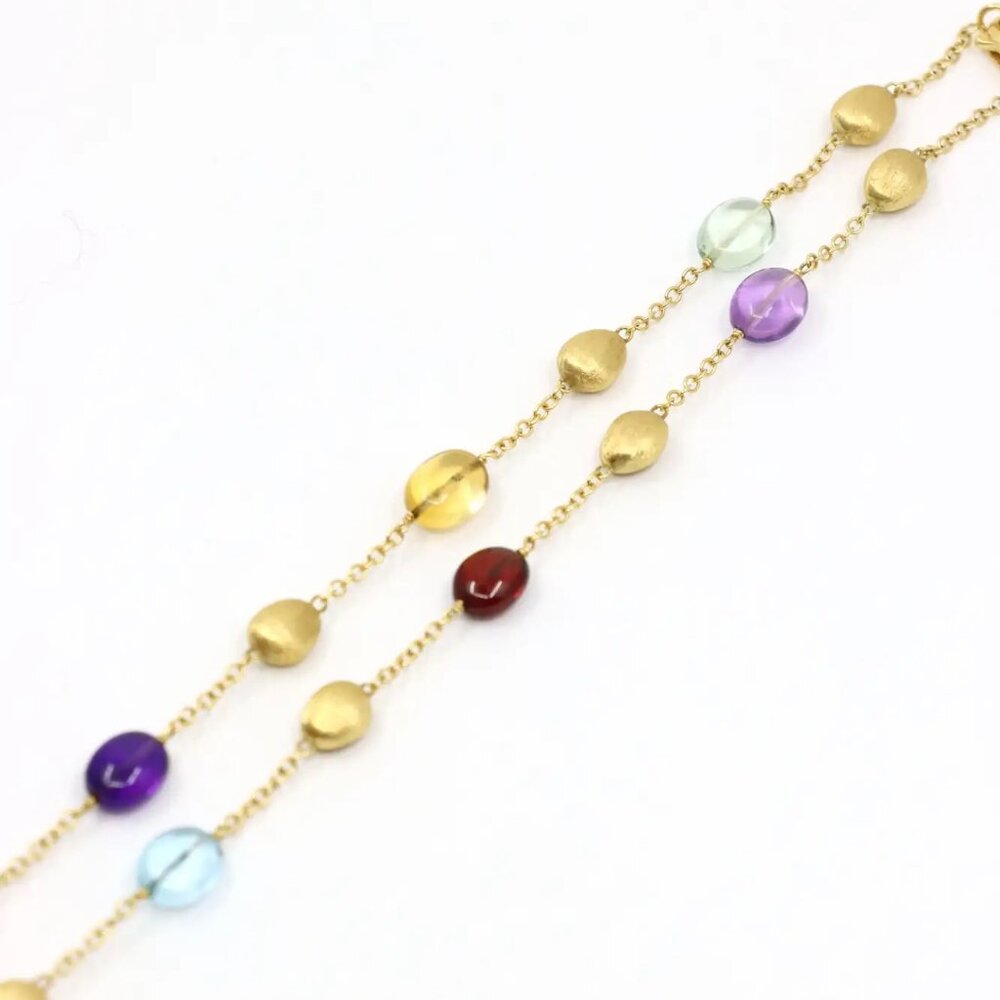 $4950 Stunning Marco Bicego Multi Gem Beads 18K Yellow Gold Necklace 18" long